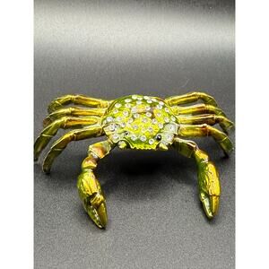 Enamel and Rhinestone Crab Trinket Box